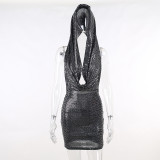 Sexy Hooded Sleeveless Backless Mini Dress FL-22494