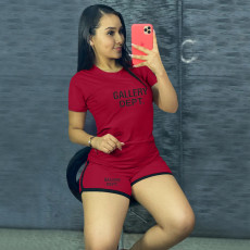 Casual Printed Short Sleeve Shorts Sport Two Piece Set XMF-232