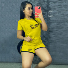 Casual Printed Short Sleeve Shorts Sport Two Piece Set XMF-232