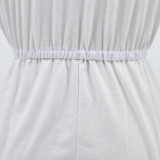 Casual Solid V-Neck Short Sleeve Rompers SFY-2174