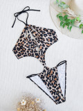 Leopard Print Bandage One Piece Swimsuit CASF-6511