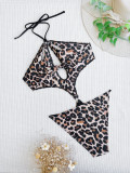 Leopard Print Bandage One Piece Swimsuit CASF-6511