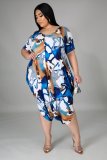 Plus Size Print Loose O Neck Jumpsuit GDYF-6996