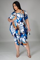 Plus Size Print Loose O Neck Jumpsuit GDYF-6996