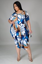 Plus Size Print Loose O Neck Jumpsuit GDYF-6996