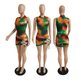 Sexy Mesh Printed Bandage Mini Dress GDYF-6998