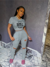 Casual Print Short Sleeve Pleated Pant 2 Piece Set CXLF-8100