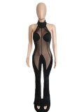Mesh Patchwork See Through Jumpsuit BN-9402