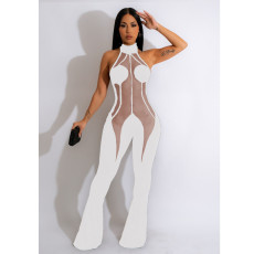 Mesh Patchwork See Through Jumpsuit BN-9402