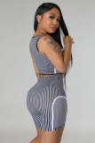 Casual Printed Tank Tops And Shorts Sport Suit MDF-5356