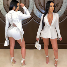 Back Tassel Split Blazer And Shorts Two Piece Set LUO-3042