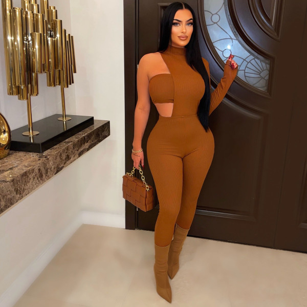 Sexy Wrap Tops And Skinny Irregular Jumpsuit 2 Piece Set GWDS-230331