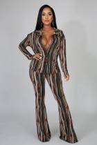 Fashion Printed Shirt And Flare Pants Two Piece Set GDNY-2208