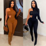 Sexy Wrap Tops And Skinny Irregular Jumpsuit 2 Piece Set GWDS-230331
