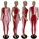 Contrast Color	Tank Top Pants Two Piece Set XYF-9282