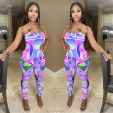 Fashion Sexy Print Tube Top Jumpsuits JRF-249