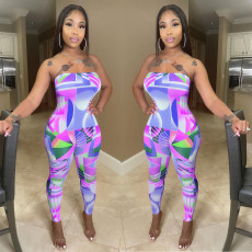Fashion Sexy Print Tube Top Jumpsuits JRF-249