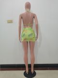 Sexy Letters Print Bikini Hanging Neck Swimsuit Three Piece Set JRF-243