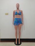 Sexy Letters Print Bikini Hanging Neck Swimsuit Three Piece Set JRF-243