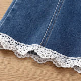 Kids Girls Flower border Flare Jeans YKTZ-811