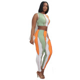 Contrast Color	Tank Top Pants Two Piece Set XYF-9282