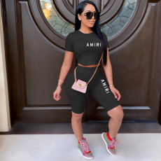Fashion Backless Tie Up Pullover Shorts Two Piece Set XMF-235