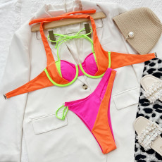 Sexy Halter Steel Prop Bikinis Two Piece Set CSYZ-C699WY