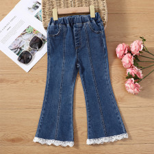 Kids Girls Flower border Flare Jeans YKTZ-811