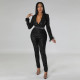 Sexy Sequin Deep V Slim Long Sleeve Jumpsuits CYA-900266