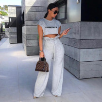 Casual Letter Print Two Piece Pants Set CXLF-8103