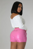 Elegant Fashion Pocket PU Leather Shorts FENF-262