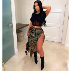 Fashion Camouflage Split Skirt GWDS-230326