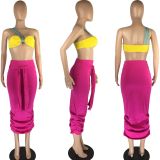 Sexy Wrap Chest High Waist Long Skirt 2 Piece Sets LM-8305