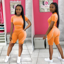 Printed Casual Sports Short Sleeve Shorts Two Piece Set OY-6501