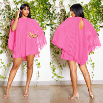 Cloak Pleated Solid Dress XHSY-19552
