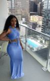 Solid Sleeveless Maxi Skirt Two Piece Sets LDS-3278
