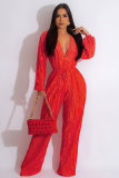 Fashion Casual Solid Long Sleeve Jumpsuits XHXF-8660