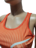 Stripe Print Slim Sports Casual Tank Top Shorts Suit CM-8658