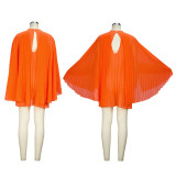 Cloak Pleated Solid Dress XHSY-19552