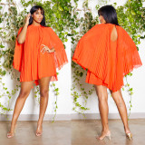 Cloak Pleated Solid Dress XHSY-19552