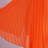 Cloak Pleated Solid Dress XHSY-19552