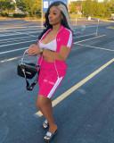 Sports Casual Letters Embroidered Zipper Top Shorts 2 Piece Set XYF-9201