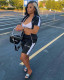 Sports Casual Letters Embroidered Zipper Top Shorts 2 Piece Set XYF-9201
