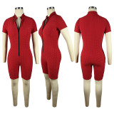 Zip Sports Casual Short Sleeve Rompers TE-4579
