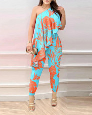 Plus Size Casual Print Jumpsuit GSRX-9004