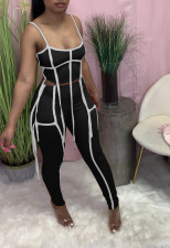 Colorful Ribbon Zipper Camisole And Pants Two Piece Set NM-8801