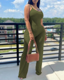 Plus Size Print Solid Color Sling Jumpsuit GSRX-9008