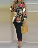 Plus Size Printed Fashion 2 Piece Pants Set GSRX-9003