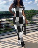 Plus Size Print Solid Color Sling Jumpsuit GSRX-9008