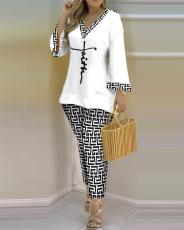 Plus Size Printed Fashion 2 Piece Pants Set GSRX-9003